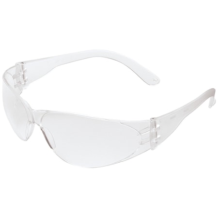 Mcr Safety Checklite (CL1), Safety Glasses, Uncoated, Polycarbonate Lens, Clear Frame, Frameless, 12 PK CL010N